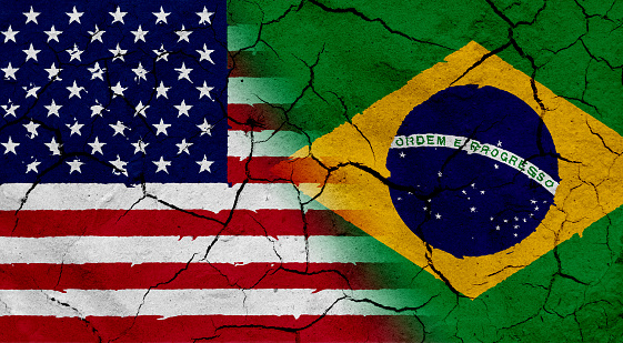 Bandeira Brasil e Estados Unidos